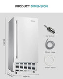 EUHOMY Commercial Under Counter Nugget Ice Maker Machine, 70Lbs/Day, Bulit-in Freestanding Ice Maker with Double Ice Baskets, Self-Cleaning & 24H Timer Ice Machine, for Commercial & Home Use(Silver) by CozyNest Decor