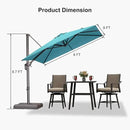 PURPLE LEAF 8 Feet Cantilever Patio Umbrella Square Umbrella with 360° Rotation and Aluminum Offset Hanging Outdoor Umbrella for Pool Garden Backyard Deck, Turquoise by GreenHaven Gardens
