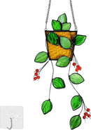 Royxen Stained Glass Window Hanging, Sun Catcher, Suncatchers for Windows Hanging, Green Plants with Yellow Pot by GreenHaven Gardens