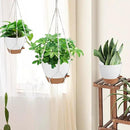 41.5 Inch Macrame Plant Hanger Indoor Outdoor with 12 Inch Flower Pot, Hanging Planter for Plants Holder with Wood Beads for Boho Home Decor (Ivory+White) by CozyNest Decor