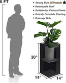 Metallic Heavy Tall Outdoor/Indoor Planter Box 14Lx14Wx30H Inches Rectangular Large Flowerpot, Tall Metal Planter Box for Front Porch ‎25 Pounds, No Assembly Required, Black, 1 Pack by GreenHaven Gardens