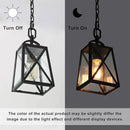 LOG BARN Outdoor Pendant Light Fixture, Farmhouse Exterior Lights, Anti-Rust Ceiling Outdoor Light with Seeded Glass, Lantern Hanging Light for Front Door, Entry, Porch, and Gazebo by CozyNest Decor