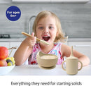 Silicone Baby Feeding Set 14 Pcs,Baby Led Weaning Supplies, Baby Spoons Suction Bowl Divided Plate Bib Cup Finger Brush,First Stage Solid Food Eating Utensils - 6+ Months(Beige) by TinyTreasures Baby Boutique