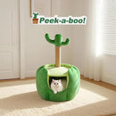 Cat Houses for Indoor Cats, Small Cat Tree with Sisal Ropes and Plush Perch, Cute Cat Bed Cave with Soft Pillow, Cactus Design by CozyNest Decor