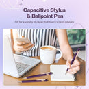 8 Pieces Ballpoint Pen with Stylus Tip Black Ink 2 in 1 Stylus Metal 1.0 mm Medium Point Smooth Pen Rainbow Colorful Rubberized Ballpoint for Touch Screen Tablet(Purple) by TinyTreasures Baby Boutique