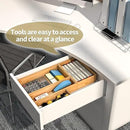 Bamboo Kitchen Drawer Organizer, Stackable Silverware Tray Utensil Organizer Cutlery Holder for Kitchen,Wooden Storage Box for Bathroom, Multi-Use Storage Bins Dividers for Office(12x3x2.5 inch） by CozyNest Decor
