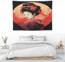 Japanese Woman Geisha Tapestry Asian Cherry Blossom Red Sun Traditional Kimono Folk Tapestries Home Decor for Living Room Bedroom Apartment Farmhouse Dorm 40"x30" by CozyNest Decor