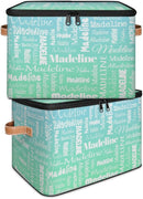 Custom Storage Basket with Name, Personalized Storage Bins with Zipper Lid, Foldable Fabric Storage Box Large capacity with Handle Bright Green Blue by TinyTreasures Baby Boutique