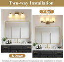 Stainless Steel Milk Glass Vanity Lights for Bathroom, 3 Light Brass Bathroom Light Fixtures Over Mirror, Ceramic E26 Sockets Wall Mounted by CozyNest Decor