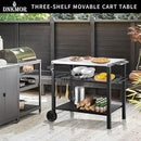 Dining Cart Table with Three Shelf, Movable Outdoor BBQ Grill Table Pizza Oven Stand with Three Hooks, Kitchen Cart Island Multifunctional Food Prep Table for Inside and Outside (Sliver) by CozyNest Decor