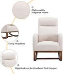 Dolonm Nursery Rocking Chair for Living Room, Upholstered Mid-Century Modern Nursery Rocking Armchair Tall Back Accent Glider Rocker, Beige by TinyTreasures Baby Boutique