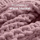 Chunky Knit Throw Blanket, 50''*60'' Knitted Throw Chenille Yarn for Bed Couch, Handmade Muted Pink Crochet Big Thick Blanket, Machine Washable Cute Comfy Blanket for Home Decor by CozyNest Decor