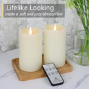 Flameless Candles Battery Operated with Remote Timer, 3D Moving Flame Flickering, Last 600+ Hours Battery Candles, 3" x 5" Ivory Real Wax Electric LED Candle for Wedding Party, Set of 2 by CozyNest Decor