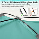 WhiteFang Beach Tent Anti-UV Portable Sun Shade Shelter for 3/4/6/8 Person, Extendable Floor with 3 Ventilating Mesh Windows Plus Carrying Bag, Stakes and Guy Lines by TinyTreasures Baby Boutique