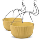 Dexceder 11.2 Inch Self Watering Hanging Planters Indoor Outdoor, Thickened Hanging Basket Flower Plant Pot (2 Pack, Yellow) by CozyNest Decor