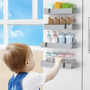 4 Pack Magnetic Spice Rack Organizer for Refrigerator and Oven, Light Gray Fridge Organizers and Storage for Kitchen by CozyNest Decor