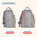 BabbleRoo Extra Large Diaper Bag Backpack, Expandable Baby Bag with Up to 50% More Capacity - Travel Essentials Baby Bag Tote with Changing Pad, Stroller Straps & Pacifier Case - Unisex, Light Gray by TinyTreasures Baby Boutique