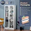 32" Wide Metal Storage Cabinet with Acrylic Doors and 4 Adjustable Shelves, 71" Tall Bookshelf, 5-Tier Freestanding Kitchen Pantry Cabinet with Anti-Tipping for Small Spaces/Kitchen/Living Room by CozyNest Decor