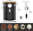 35OZ Coffee Canister for ground coffee with Date Tracker,Wood grain lid 304 Stainless Steel Kitchen Food Airtight storage container for Coffee Beans or Grounds, Tea, Sugar(35oz-grain) by CozyNest Decor