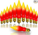 12 Pack C7 Replacement Bulbs E12 Candelabra Bulb - Red Yellow Incandescent Light Bulbs, Perfect as Halloween Christmas Light Bulbs, Candle Light Bulbs, 7 Watt, E12 Base by GreenHaven Gardens