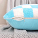 Alysheer Checkered Embroidered Decorative Throw Pillow Covers 18"x 18" Set of 2, Classic Accent Designer Blue White Plaid Patterned Cotton Cushion Cases for Sofa Couch Bed Living Room Outdoor Decor by CozyNest Decor