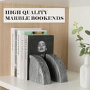 Marble Bookend for Shelves, Non-Skid Bookends for Heavy Books, Heavy Duty Book Stopper for CDs, Luxury Book Shelf Holder, Quarter Circle Design Book Ends Decorative, Monte Grigio, Set of 2 by CozyNest Decor