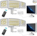 Energetic Solar Outdoor Lights, 1800LM 150 LED Security Motion Sensor Outdoor Lights with Remote Control, IP65 Waterproof Floodlight, 3 Head Motion Detected Spotlight for Garage, Pack of 2 (White) by GreenHaven Gardens