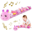Infant Baby Musical Stuffed Animal Activity Soft Toys with Multi-Sensory Crinkle, Rattle and Textures for 0-3-6-12 Months Developmental Toys, Caterpillar, Purple by TinyTreasures Baby Boutique