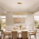 Modern Gold Crystal Chandelier,Rectangular K9 Crystal Raindrop Light Fixture,6 Light Rectangle Chandeliers for Dining Room Living Room Kitchen Island L31.5''xW10''xH10'' by CozyNest Decor