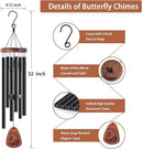 Wind Chimes for Outside, 32" Butterfly Windchime for Outdoor, Butterfly Gifts for Women Mom Sister, Garden Patio Gift Ideas for Friend Co-Worker (Black) by CozyNest Decor