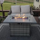 LayinSun 44" Propane Gas Fire Pit Table, 55000 BTU Rectangular Fire Pit with Glass Wind Guard for Outside Patio Deck Garden Backyard Gray-Aluminum Top by GreenHaven Gardens