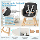 HONEY JOY Baby High Chair, 6-in-1 Eat & Grow Wooden Highchair/Toddler Chair with Removable Tray, 5-Point Harness, PU Cushion and Footrest, Convertible High Chair for Babies and Toddlers(Black) by TinyTreasures Baby Boutique