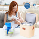 PIIOSER Breastmilk Cooler Bag with Ice Pack Fits 6 Baby Bottles Up to 9 Ounce, Insulated Baby Bottle Tote Bags, Double Layer Waterproof Leak-Proof with Shoulder Strap for Nursing & Working Mom (Cream) by TinyTreasures Baby Boutique