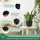 montresor 2 Pack 8 inch Plant Pots, PP Plastic Self Watering Plant Pot with Drainage and Tray for Indoor Outdoor Plants, Water Level Window & Reservoir Flower Pots Decorative Planter (Black) by CozyNest Decor