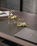 DN DECONATION 2pcs Gold Christmas Reindeer Statue, Christmas Clearance Small Resin Reindeer Figurine Indoor, Tabletop Reindeer Christmas Decor, Deer Figurine Decorations for Home by CozyNest Decor