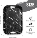 Serving Trays with Handles, 14.5 x 9.8 inch Rectangular Plastic Tray for Restaurant, Kitchen, Black Marble by CozyNest Decor