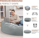 7FT Bean Bag Chair, Large Bean Bag Chairs with Memory Foam Filled, Fluffy Beanbag Sofa with Dutch Velvet Cover, Round BeanBag Chairs for Living Room, Playroom - Light Grey by TinyTreasures Baby Boutique