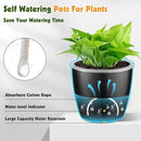Self Watering Pots for Indoor Plants, 6-Pack 5'' Self Watering Planter with Drainage Holes, Small African Violet Pots with Water Indicator, Clear Wick Orchid Pot, Black by CozyNest Decor