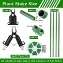 Garden Stakes 60 Pack, 16 Inch Each, DIY 3ft 4ft 5ft 6ft 7ft Sturdy Steel Plant Stakes with 50 Connectors, 30 Rotatable Clips, 10 A-Type Connecting Pipe and 164 Feet Twist Tie for Climbing Plants by CozyNest Decor