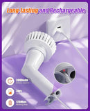 Electric Spin Scrubber, Cordless Shower Scrubber Rotary Floor Brushes & Pad Drivers with 6 Brush Heads - 2H Dual Speed, IPX7 Waterproof Extension Handle for Bathroom Tile Car Cleaning (White) by CozyNest Decor