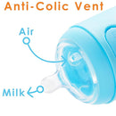 PopYum 5 oz Blue Anti-Colic Formula Making/Mixing/Dispenser Baby Bottles, 3-Pack with