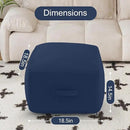 MeMoreCool Square Stuffed Pouf Ottoman Foot Rest, Floor Pouf Foot Stool with Foam Chunk Filling, Soft Stuffed Ottoman Footrest for Living Room, Navy by CozyNest Decor