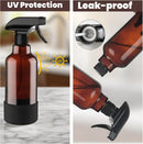 Glass Amber Spray Bottles with Silicone Sleeve, 2 Pack 16.9oz Refillable Containers with Adjustable Spray Nozzles, Empty Spray Bottle for Cleaning Solutions, Hair, Plants, Essential Oils (Black+Grey) by GreenHaven Gardens