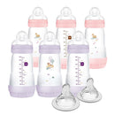 MAM 9oz Easy Start Anti-Colic Baby Bottles, Medium Flow with 2X Bonus Nipples (Fast and Extra Fast Flow), Reduces Colic, Gas, & Reflux, Easy-to-Clean, BPA-Free, 2 Plus Months by TinyTreasures Baby Boutique