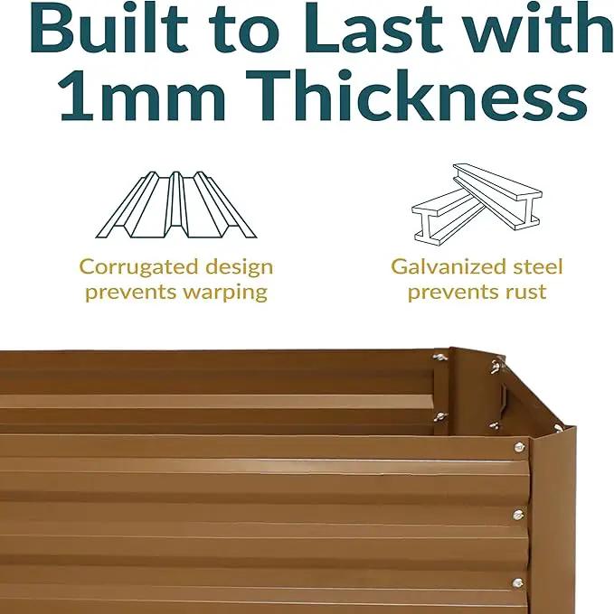Sunnydaze 11.75" H Raised Metal Garden Bed - Galvanized Raised Garden Bed Outdoor for Vegetables and Flowers - Brown - L-Shaped, photo 2 of 9