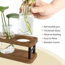 THYGIFTREE Plant Propagation Station with Wooden Stand, Propagation Vases Glass Planters for Indoor Plants Hydroponic Propagating Jars Home Office Decor, Brown by GreenHaven Gardens