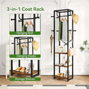 IBUYKE Coat Rack with Shelves, Freestanding Hall Tree with 3 Shelves and 8 Hooks, Industrial Clothes Stand for Entryway, Hallway, Bedroom, Rustic Brown UTMJ088H by CozyNest Decor