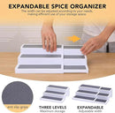 3-Tier Expandable Spice Rack, Plastic Spice Rack Organizer for Cabinet, Adjustable Length, Non-Skid Spice Shelf Organizer for Kitchen Cabinet, Countertop or Pantry, 2 Pack, White/Grey by CozyNest Decor