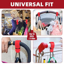 Baby Stroller Hooks Bag Hooks for Hanging Diaper Bags Multipurpose Hooks for Grocery Shopping Bags Premium Vegan Leather Pram Straps 2 Pcs (red) by TinyTreasures Baby Boutique
