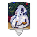 Christmas Tree with Harlequin Great Dane Ceramic Night Light Compact, UL-Certified, Ideal for Bedroom, Bathroom, Nursery, Hallway, Kitchen, 6x4x3, Multicolor